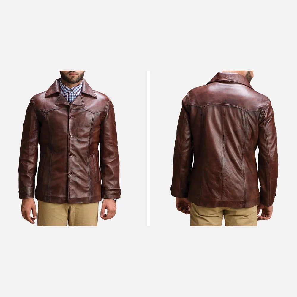 Vincent Alley Brown Leather Jacket Up To 5XL