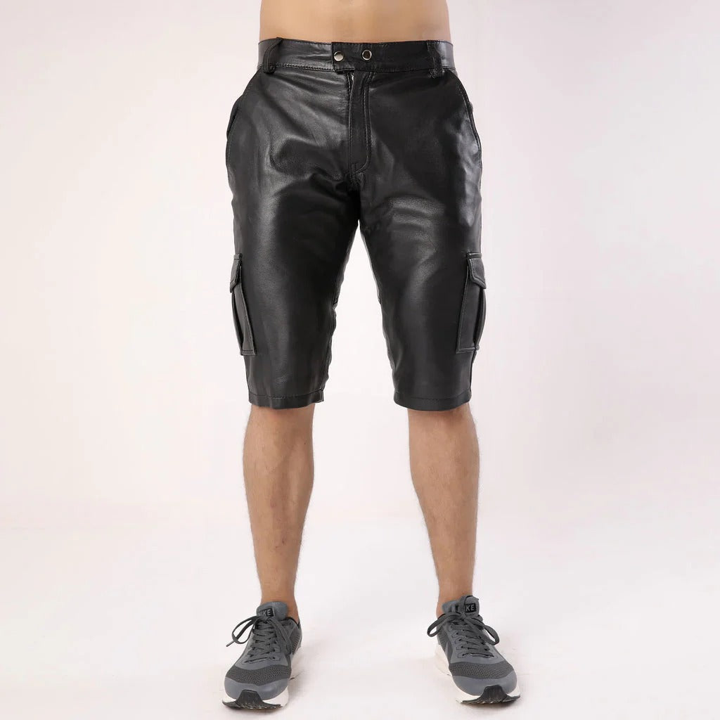 Men's Sheep Leather Cargo Shorts | Dual Side Pockets