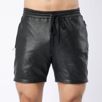 Perforated Leather Shorts For Men - Dotted Leather Shorts