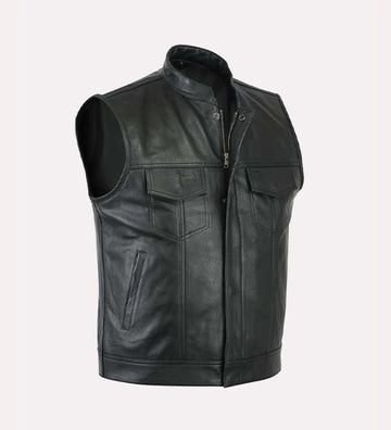 Leather Vest Front Zipper Clousre