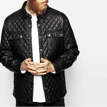 Men Leather Shirts In Quilted Design