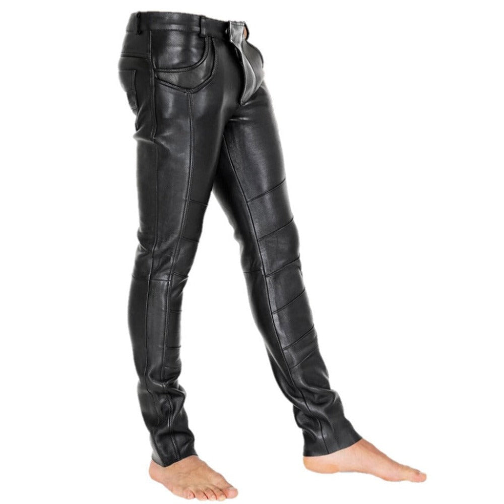 Mens Sheep Leather Pants -Flap Closure