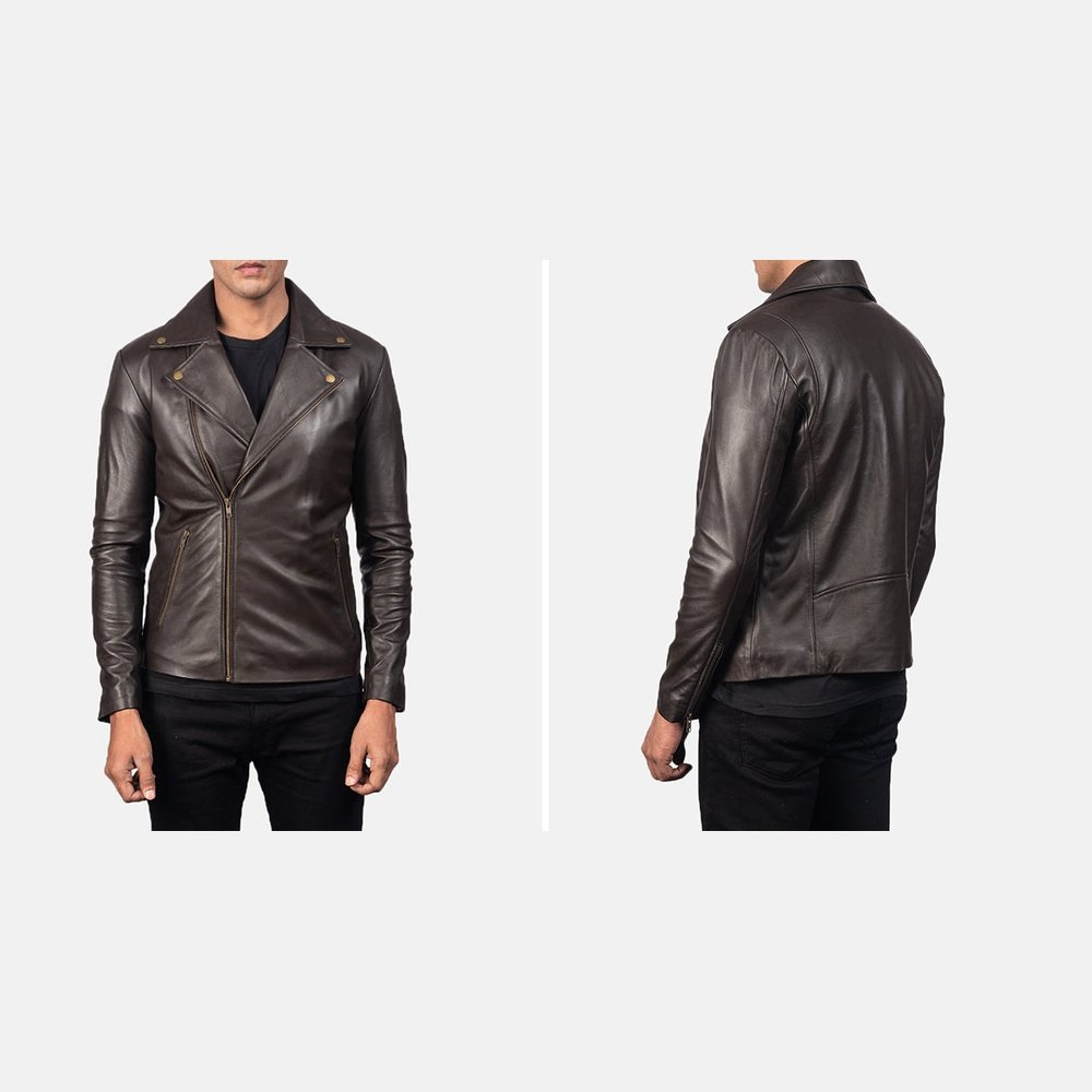 Noah Brown Leather Biker Jacket Up To 5XL