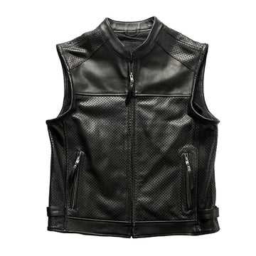 Men Perforated Biker Leather Vests