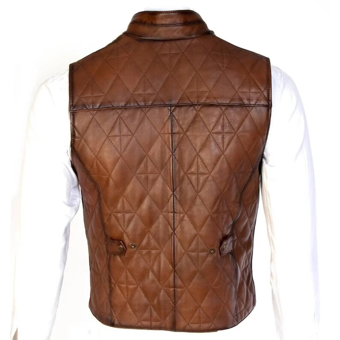 Stylish Leather Vest In Brown Color For Men's