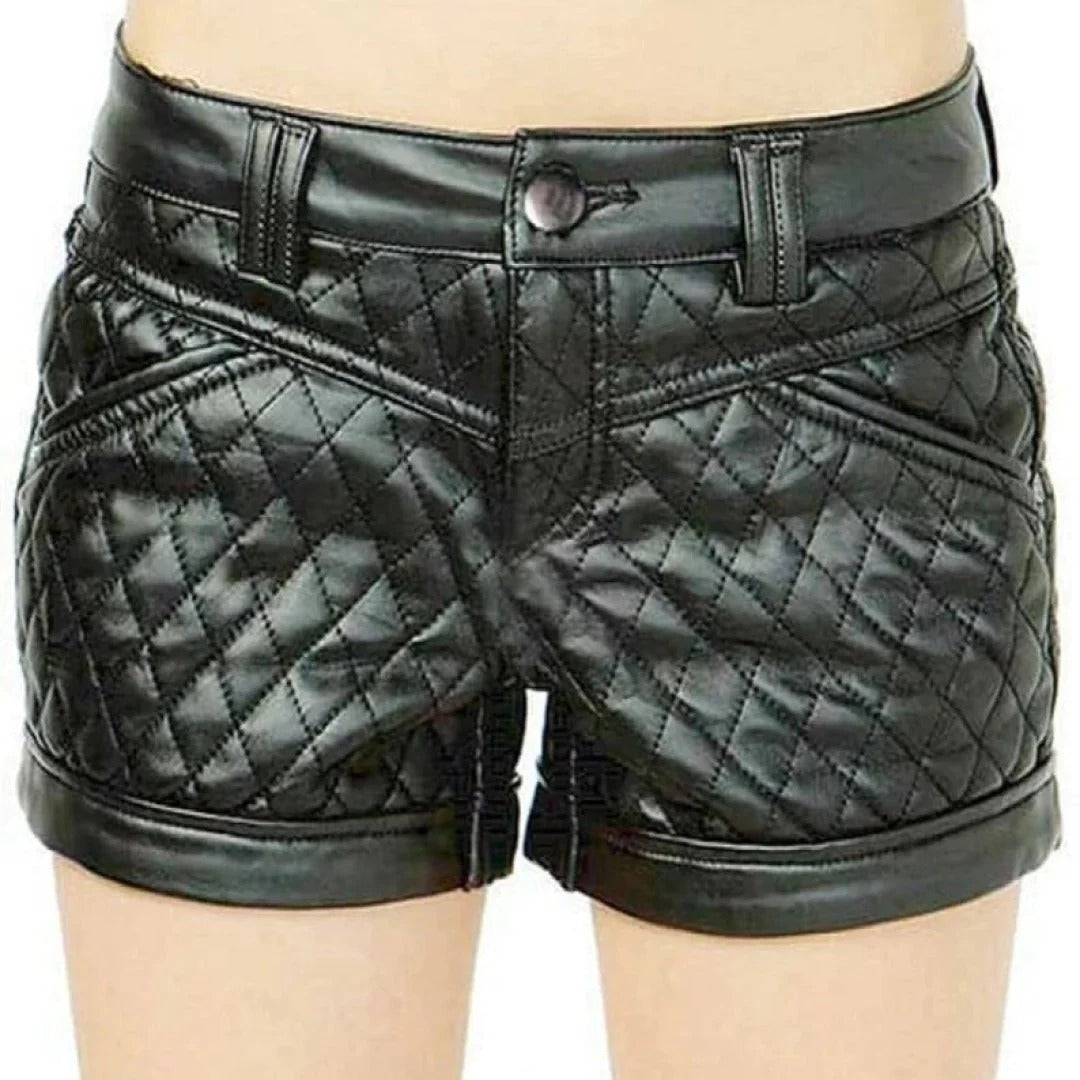 Quilted Leather Shorts For Women