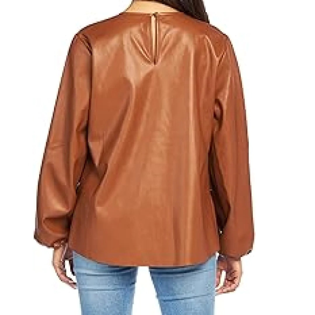 Stylish Leather Shirts For Women In Brown