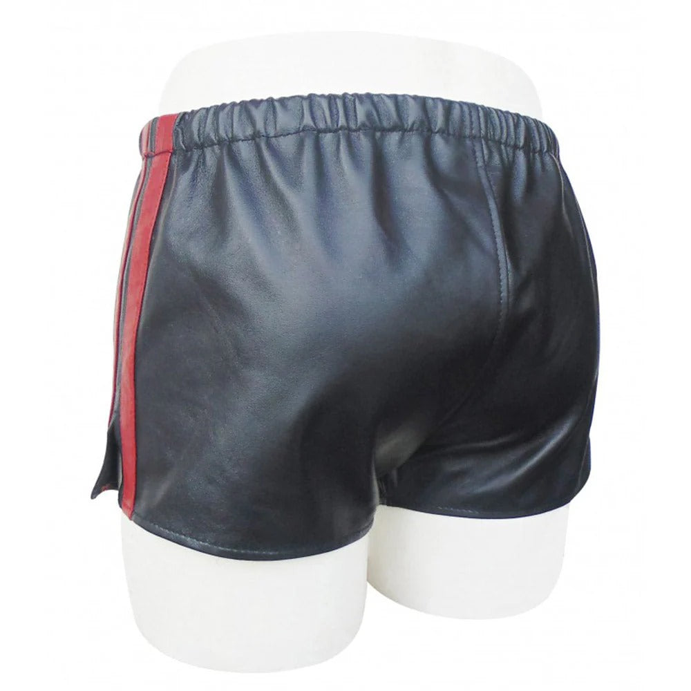 Mens Sheep Leather Shorts Soft Boxers With Red Strips Gym Shorts