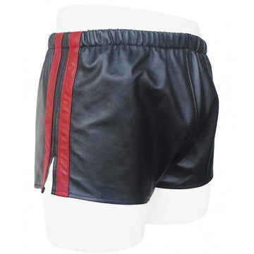 Mens Sheep Leather Shorts Soft Boxers With Red Strips Gym Shorts