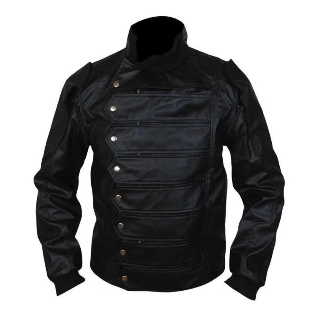 Men's Motorcycle Jacket With Zip And Side Button Closer