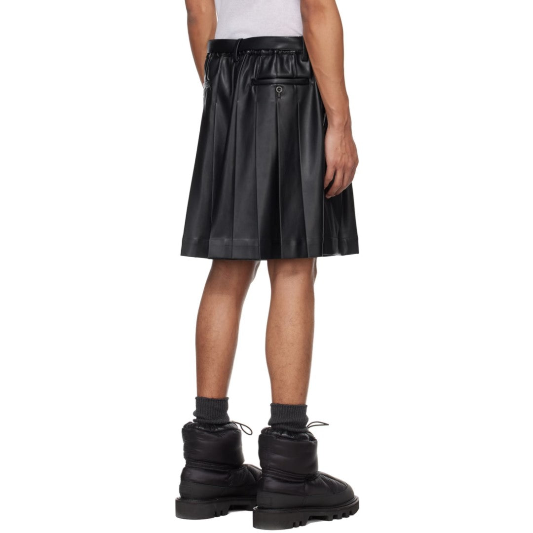 Black Leather Shorts With Unique Design