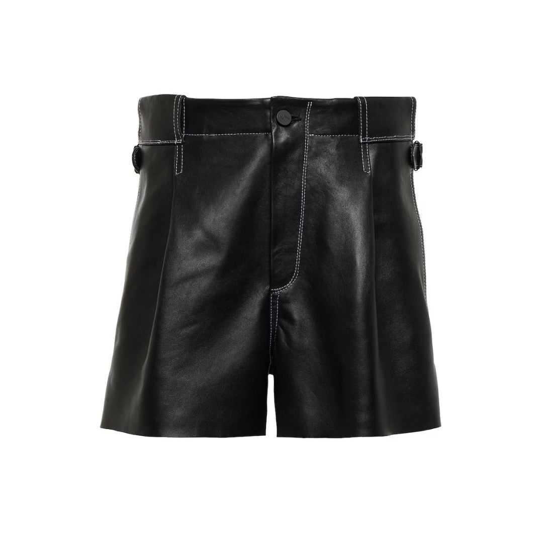 Black Biker Leather Shorts For Women