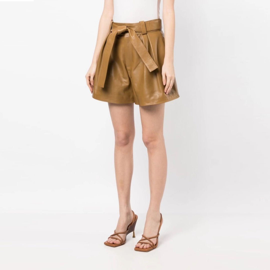 Beige Leather Shorts For WomenHavenhide