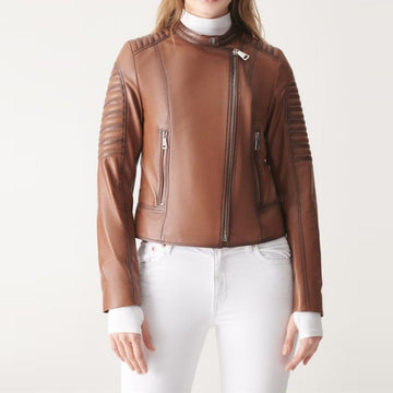 Biker Style Leather Jacket In Brown JacketHavenhide