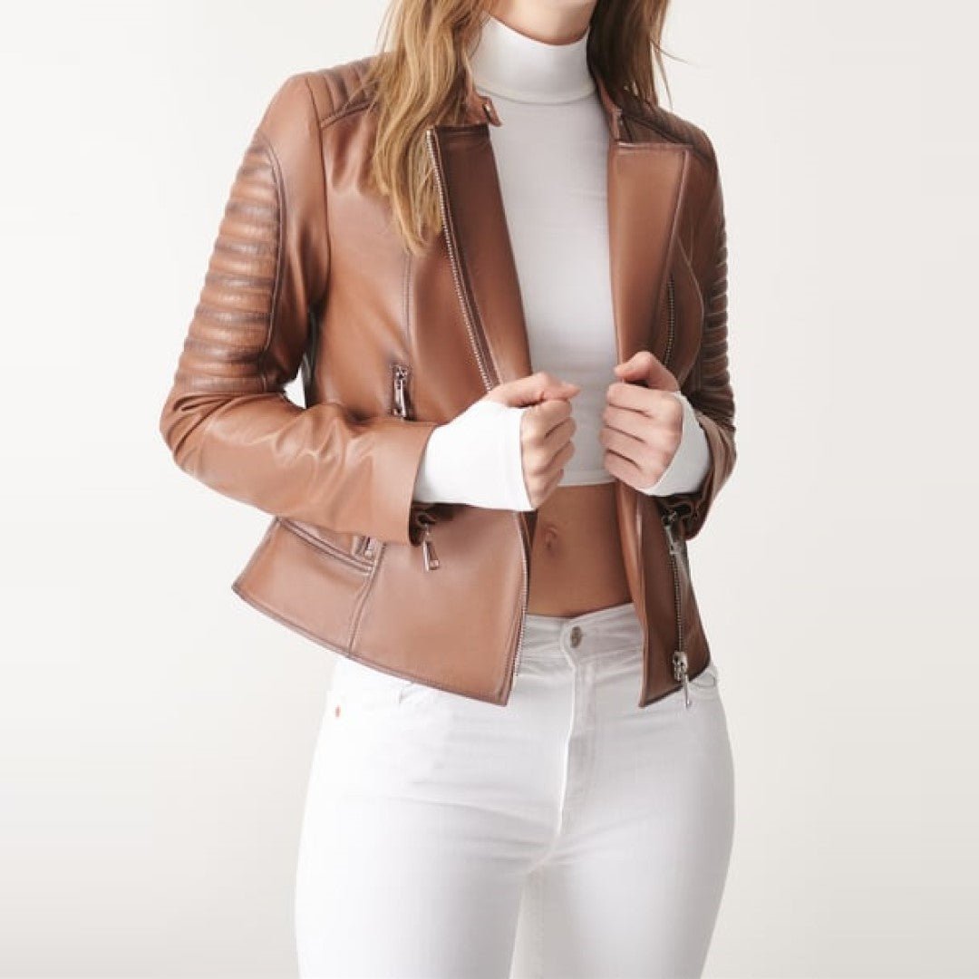 Biker Style Leather Jacket In Brown JacketHavenhide