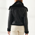 Black Inner Furr Leather Jacket For WomenHavenhide