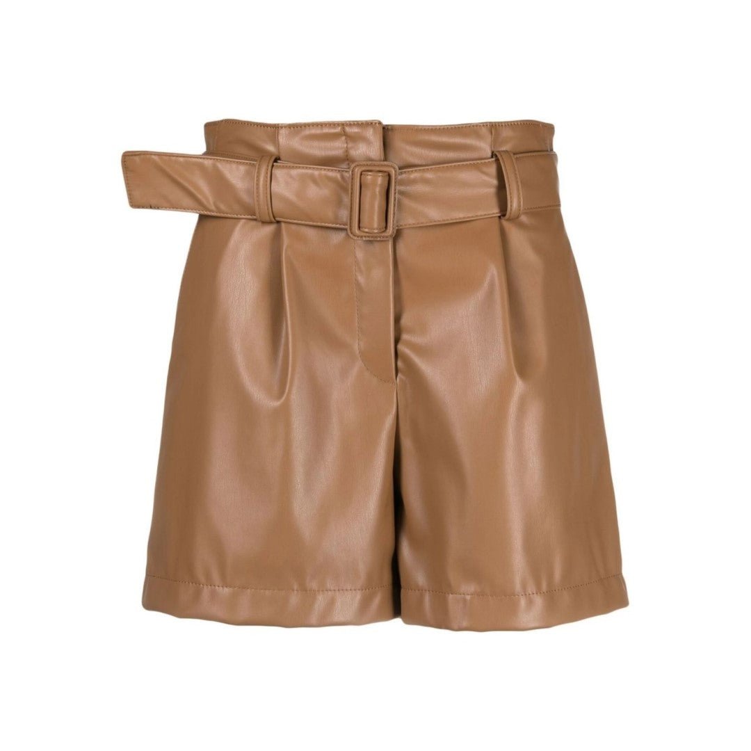 Brown Full Zip Leather Shorts For WomenHavenhide