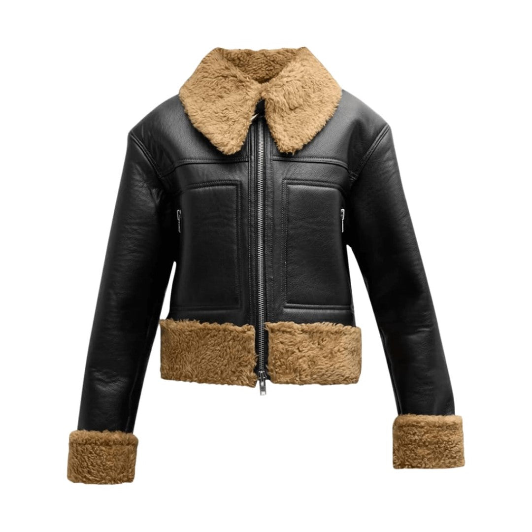 Brown Inner Furr Leather Jacket For WomenHavenhide