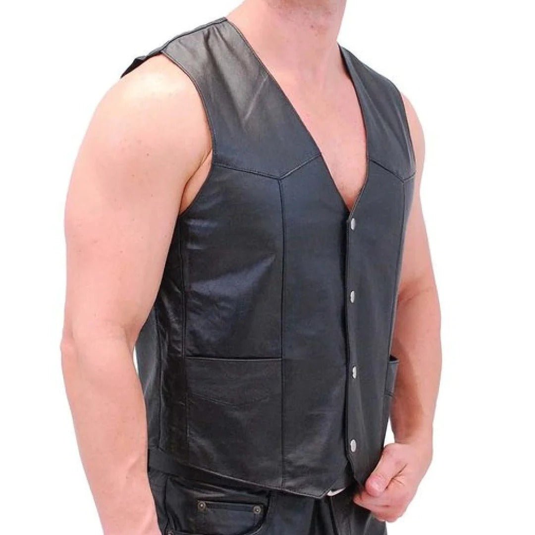 Casual Leather Vest Front Button ClousreHavenhide