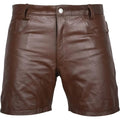 Classic Leather Brown Biker Shorts For MenHavenhide