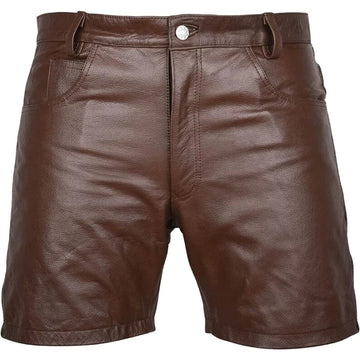 Classic Leather Brown Biker Shorts For MenHavenhide