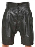 Classical Leather Shorts With Belted Waist And Double Button CloserHavenhide