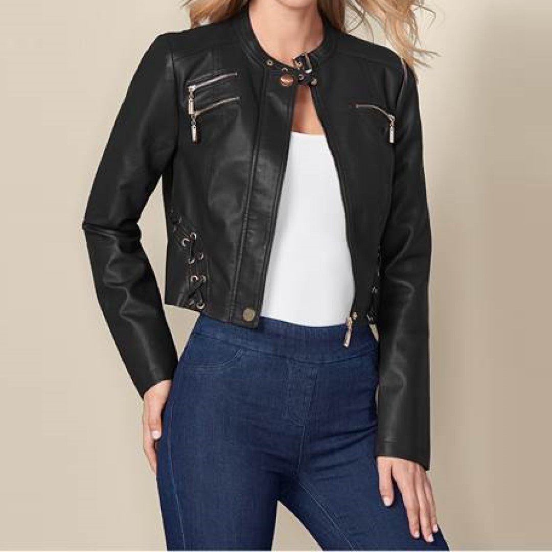 Cropped Leather Jacket For Women In BlackHavenhide