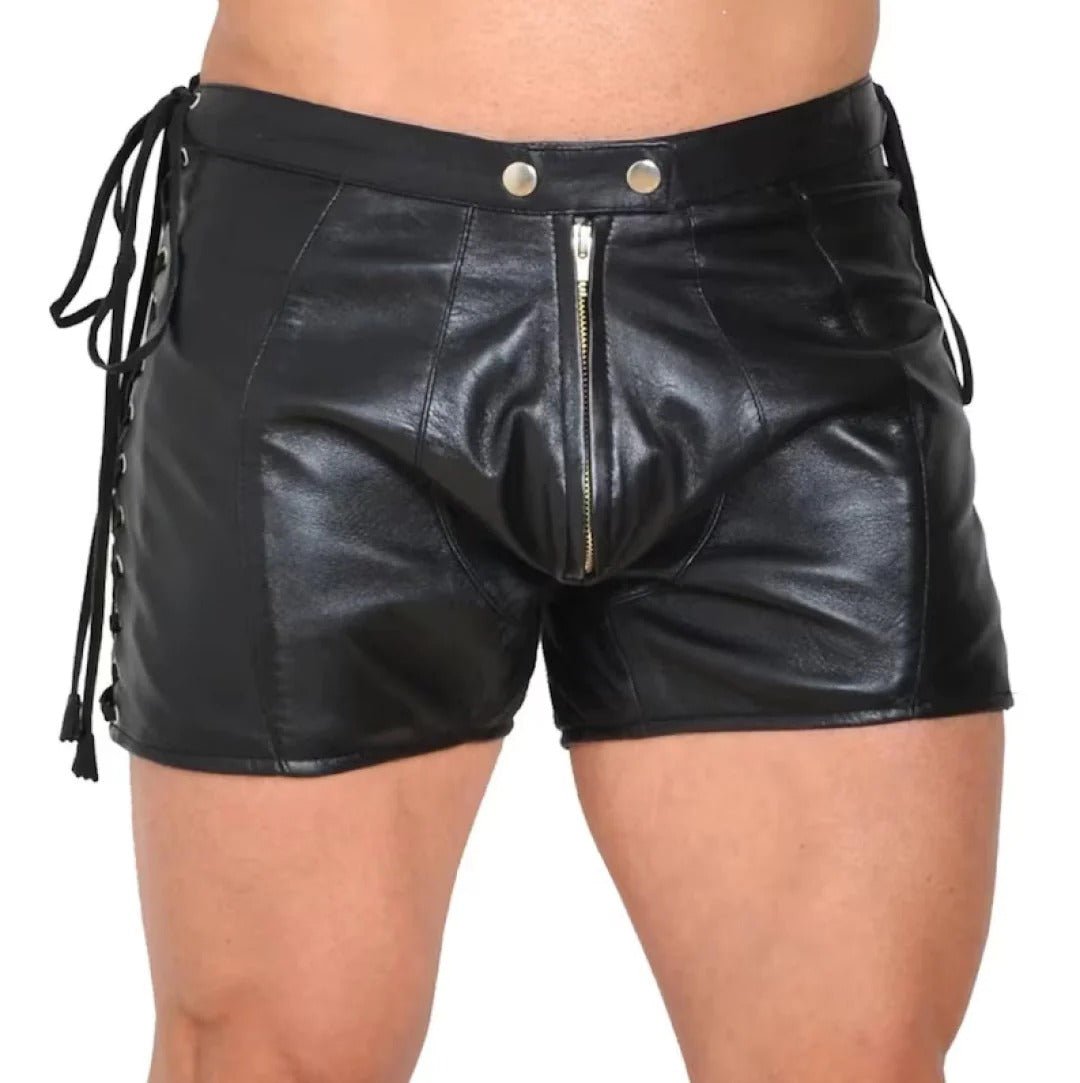 Genuine Leather Shorts For Men With Side Lace DesignHavenhide