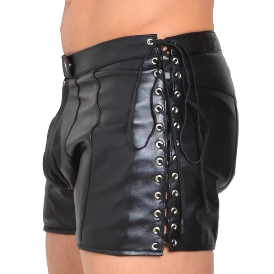 Genuine Leather Shorts For Men With Side Lace DesignHavenhide