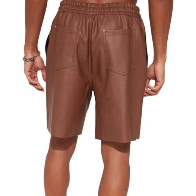 High Quality Leather Shorts In Brown With Hook & Loop CloserHavenhide